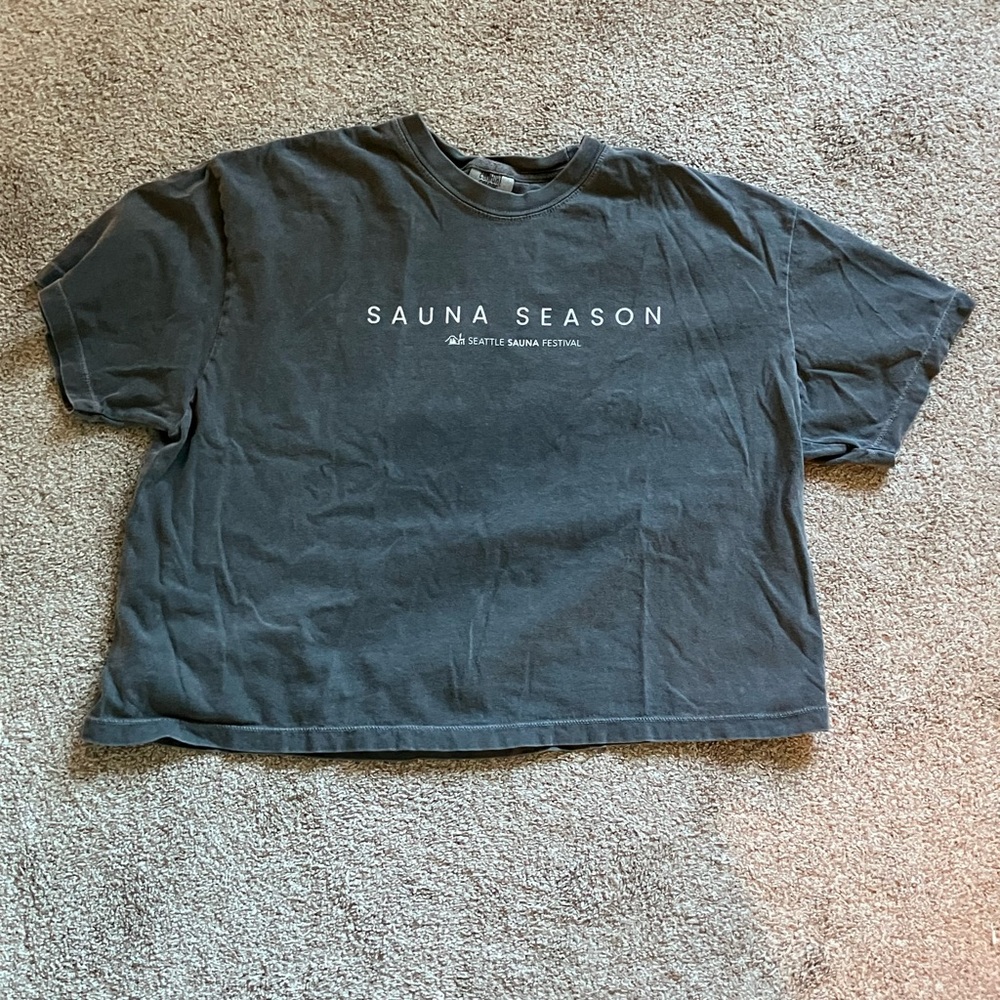 Seattle Sauna Festival Tshirt Charcoal Grey Comfort Colors Sauna Season Large